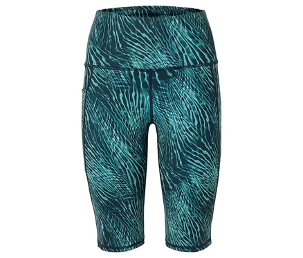 Absztrakt, kékeszöld mintás Capri leggings.
