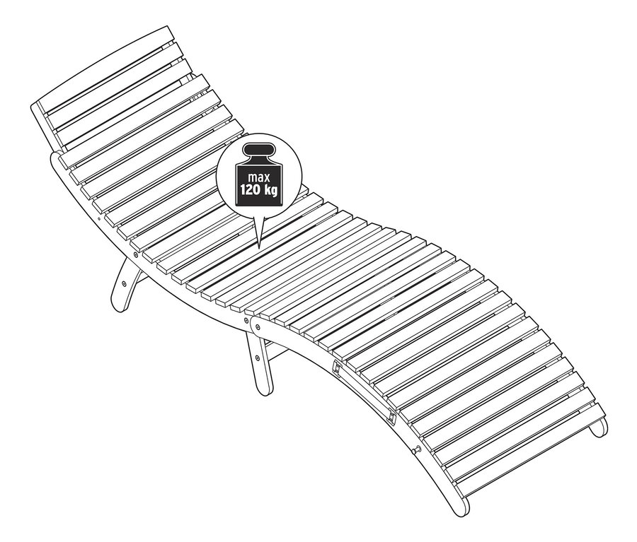 Illusztráció egy összecsukható hullámos napozóágyról.