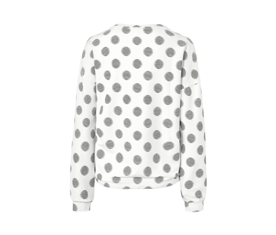 Fehér leggings pizsama fekete pöttyökkel.