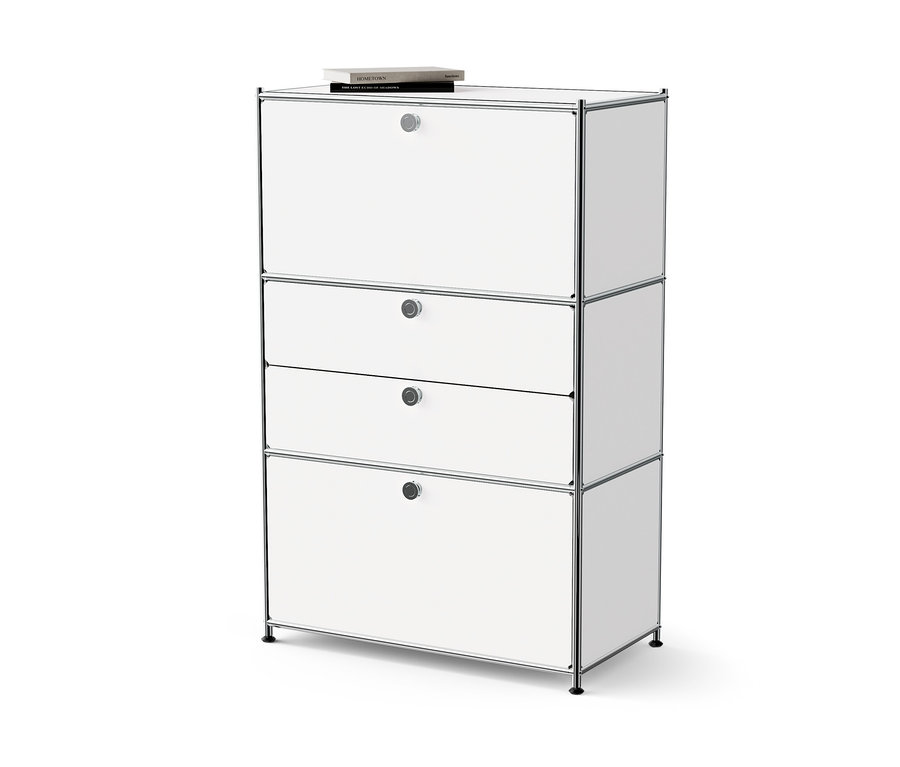 Fehér »CN3« fém komód 2 lenyíló ajtóval és 2 fiókkal.