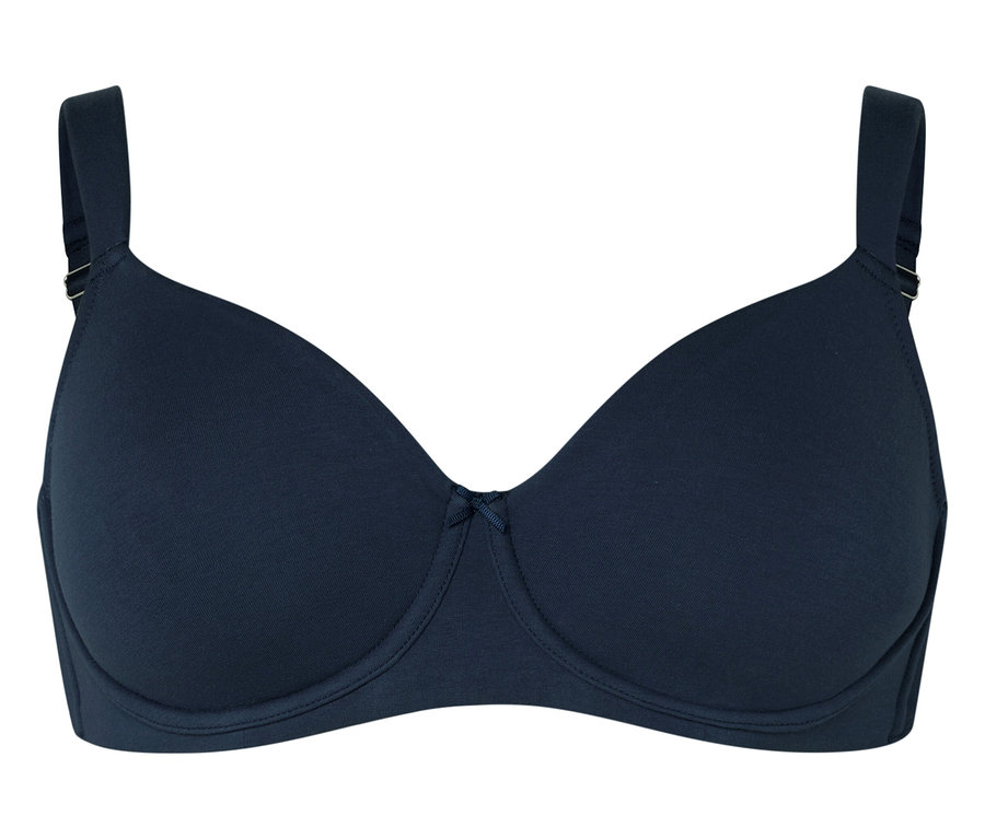 Sötétkék merevítős melltartó.
