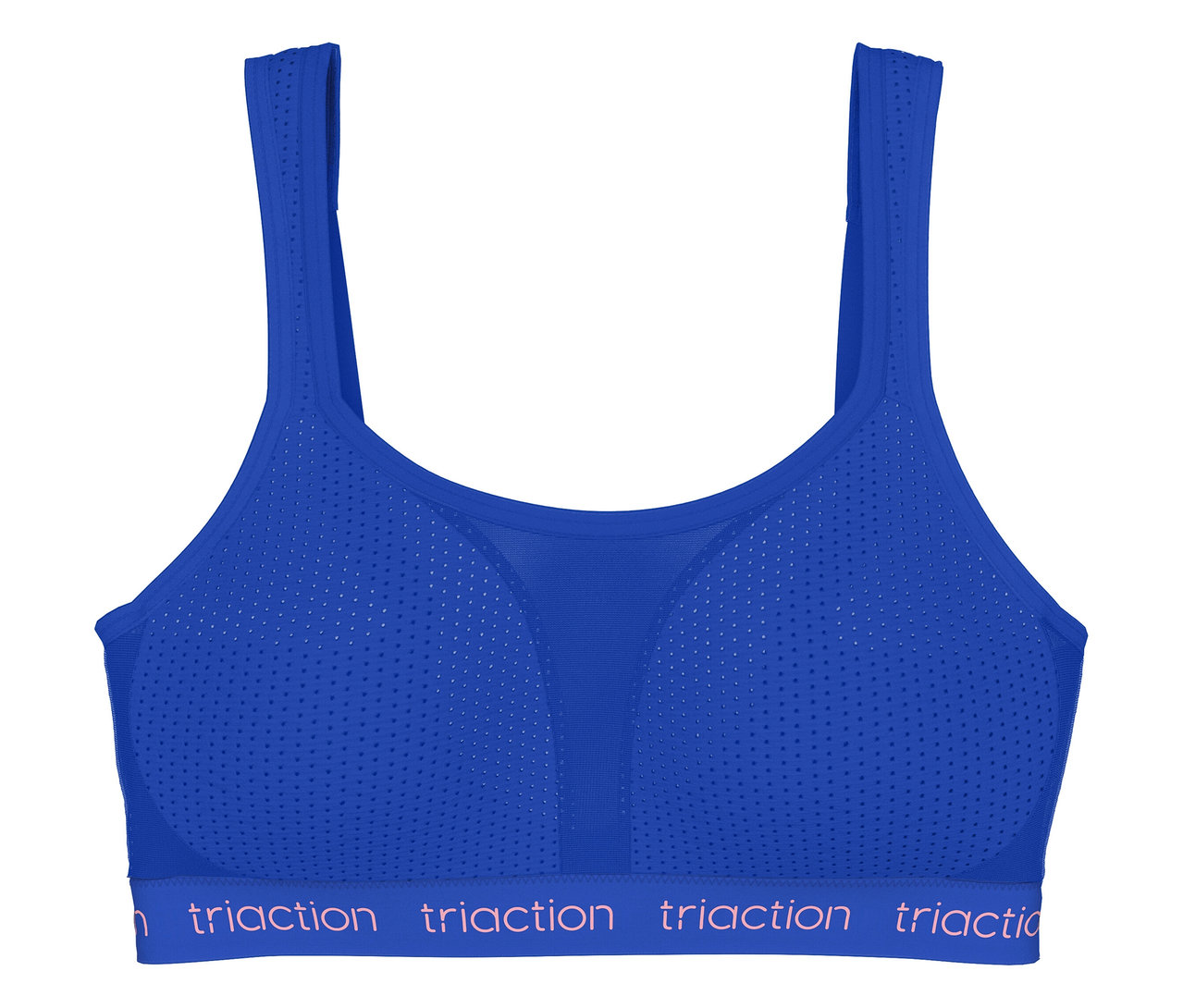 Kék Triaction sportmelltartó perforált anyaggal és logós szegéllyel.