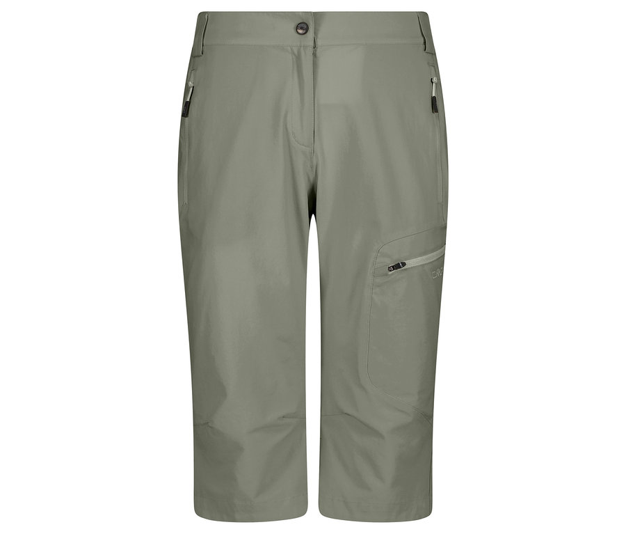 Szürke CMP női, sztreccs nylon capri nadrág cipzáras zsebekkel.