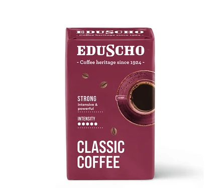 Eduscho Classic Coffee Strong - 250g őrölt, pörkölt kávé csomagolása.
