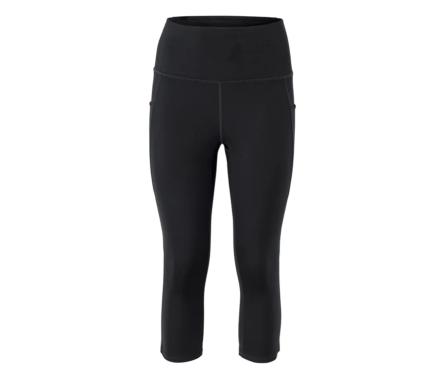 Fekete, háromnegyedes, magas derekú leggings.