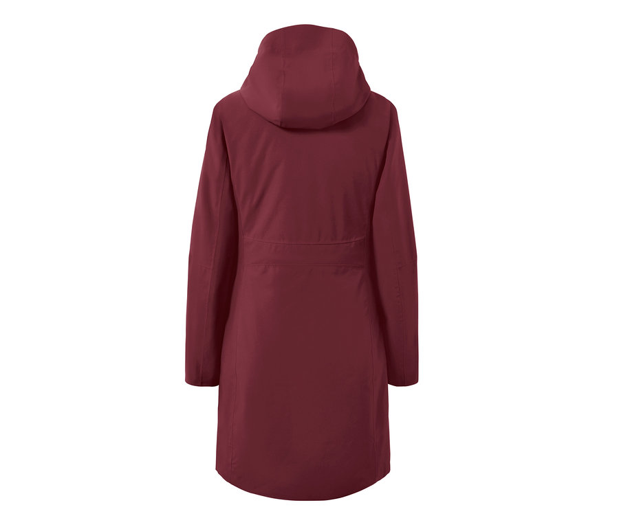 Hátulnézet egy piros 3 az 1-ben funkcionális kabátról.