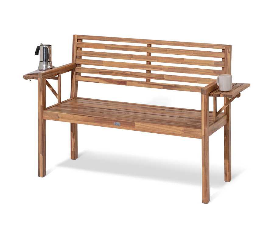 »Lenja« kerti pad kihajtható kartámlákkal, kávéfőzővel és bögrével.