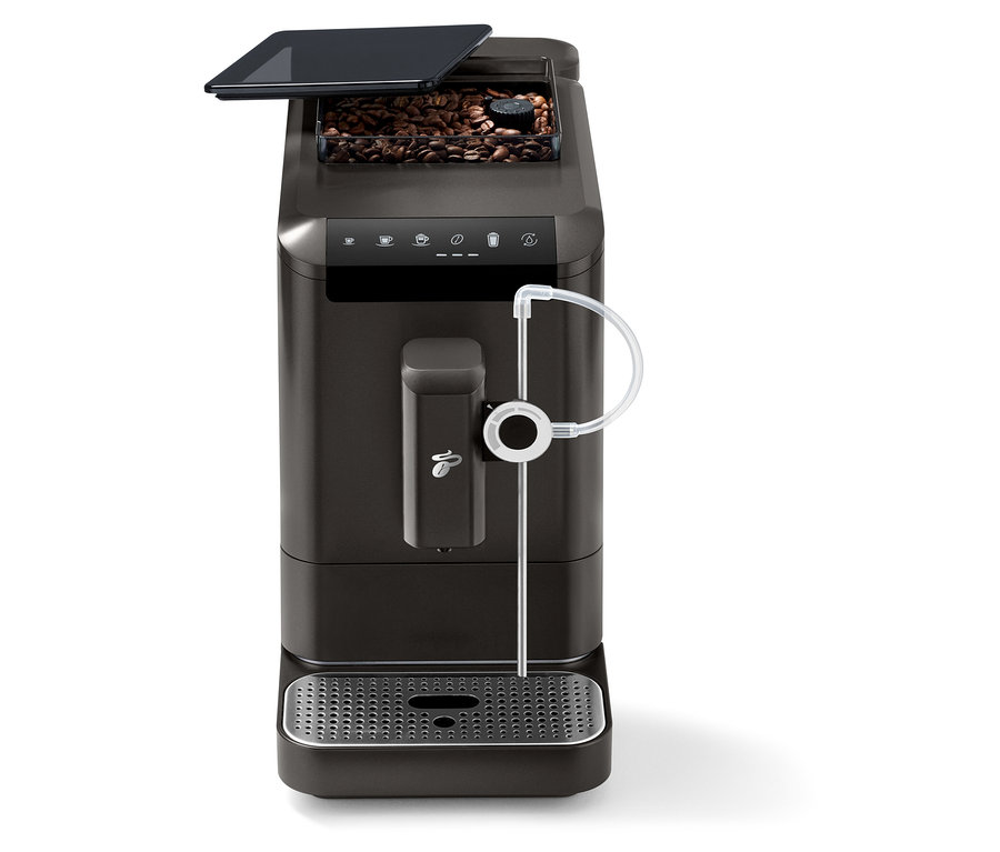 Egy fekete »Esperto 2 Milk« kávéfőző.