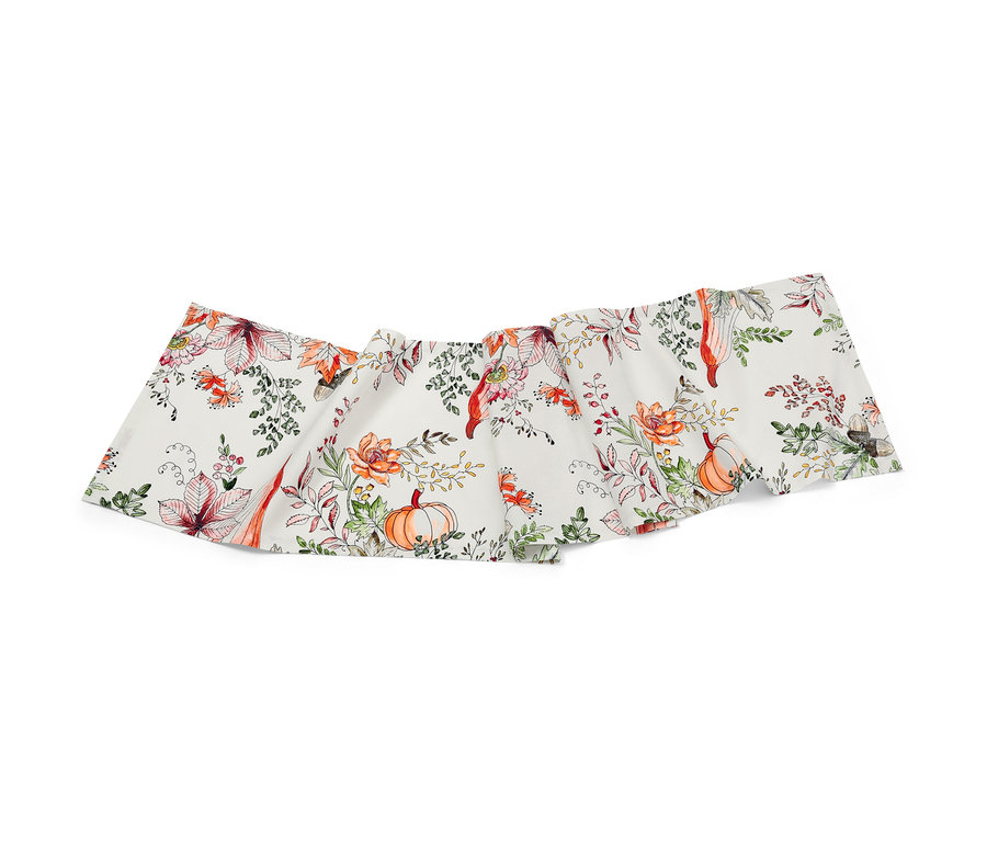 Asztali futó őszi tök és levél mintával.