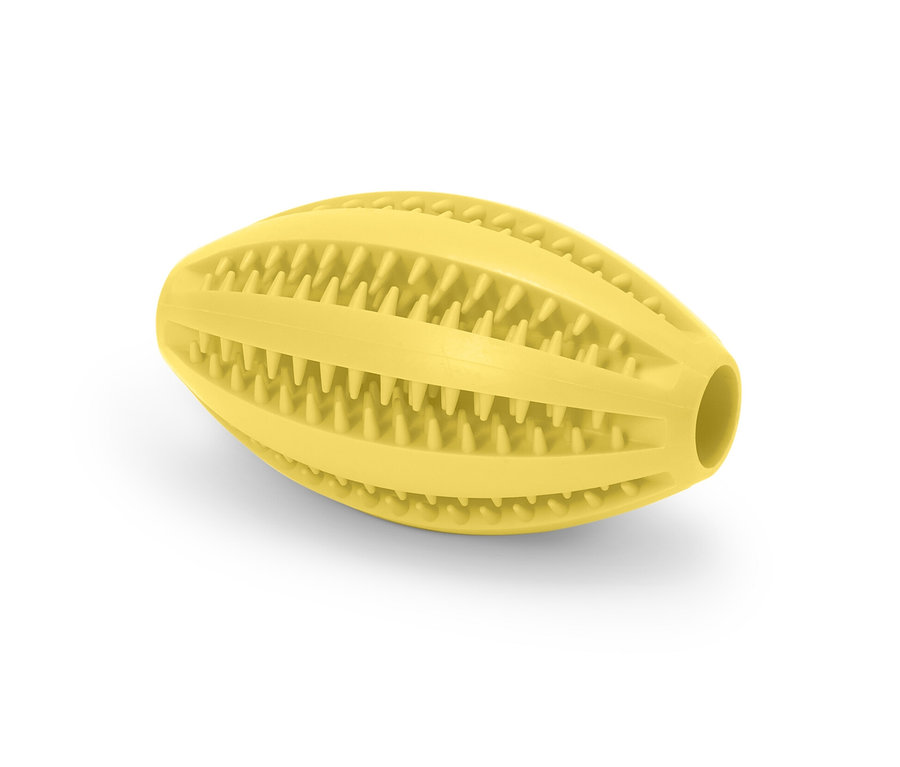 Sárga fogápoló labda kutyáknak.