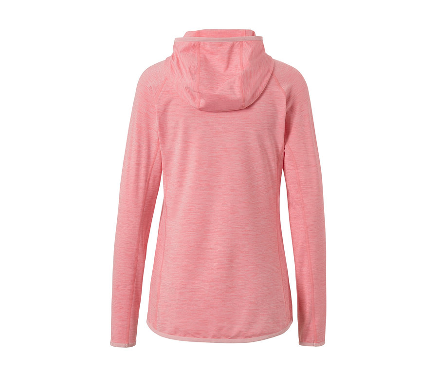 Női sportfelső, melírozott rózsaszín, hátulnézet.