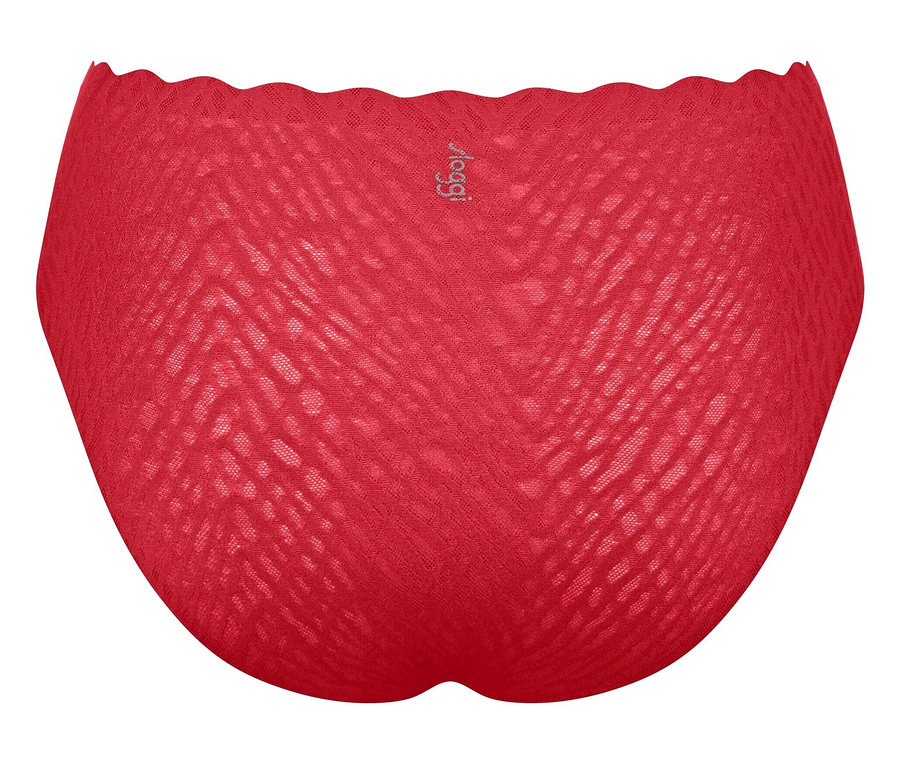 Közelkép a piros sloggi ZERO Feel Bliss ünnepi Heigh leg alsóról.