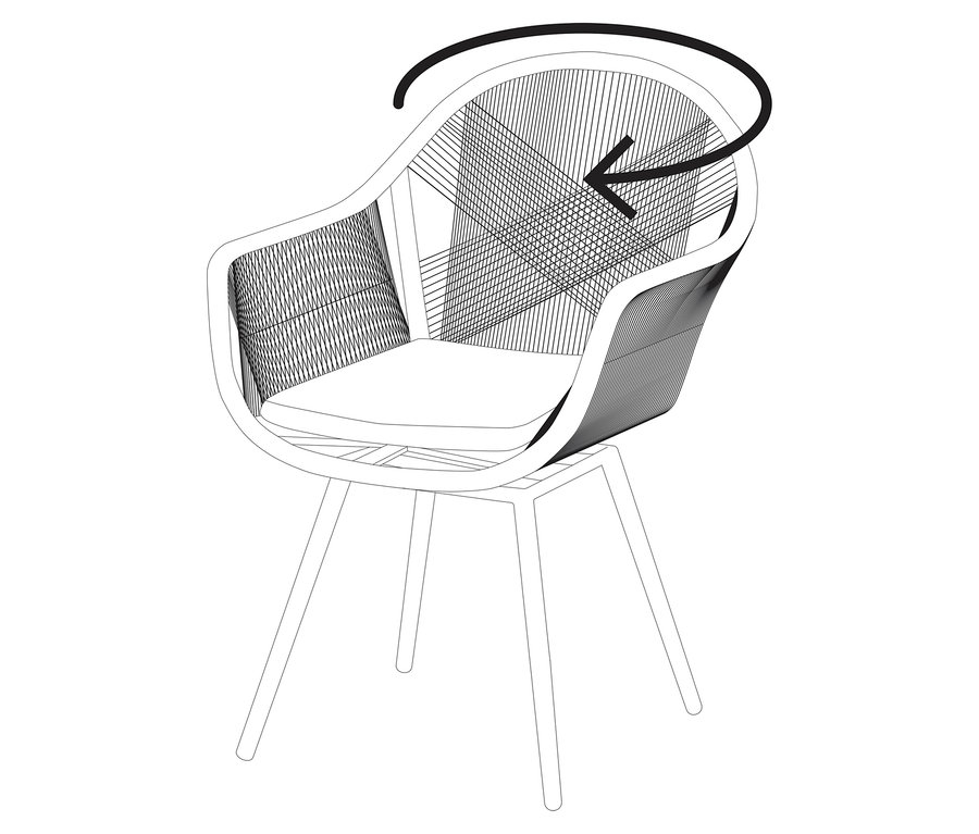 Egy szék felülnézetben, a nyíllal jelölt forgó mozgással.