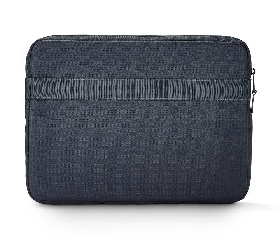 Egy sötétkék laptoptartó táska.