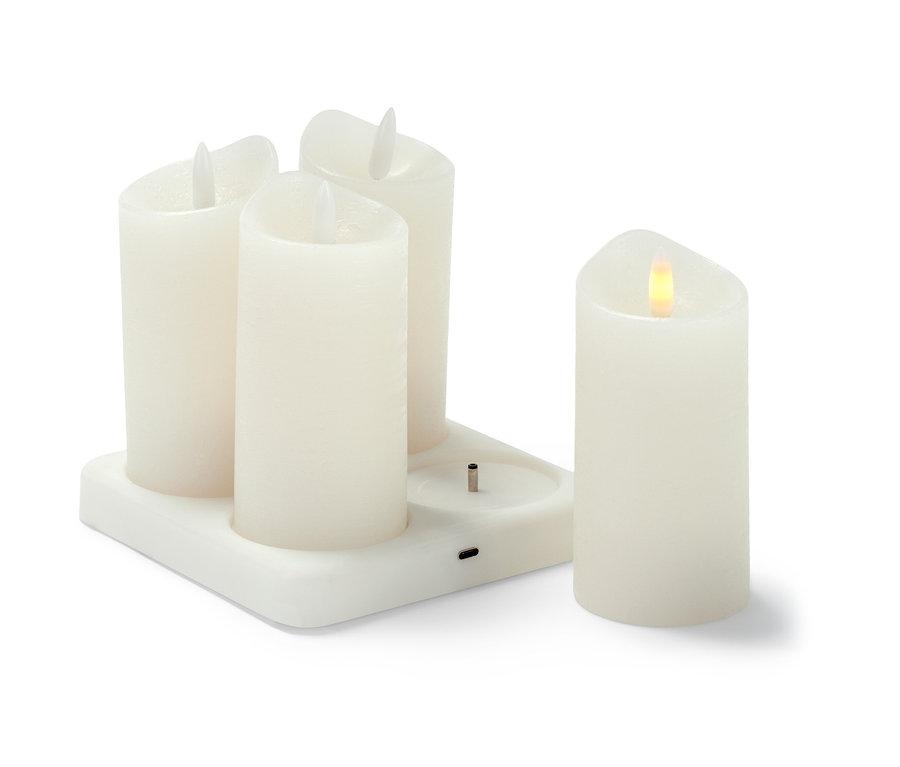 Négy darab akkus, LED-es valódi viaszgyertya töltőállomással.
