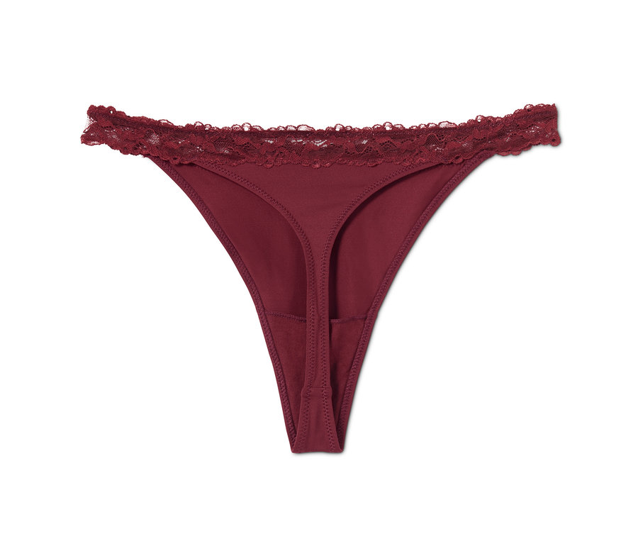 Bordó színű, csipkés tanga.