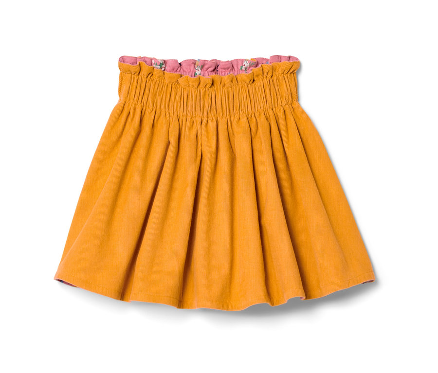 Egy sárga kislány kifordítható szoknya, madár.