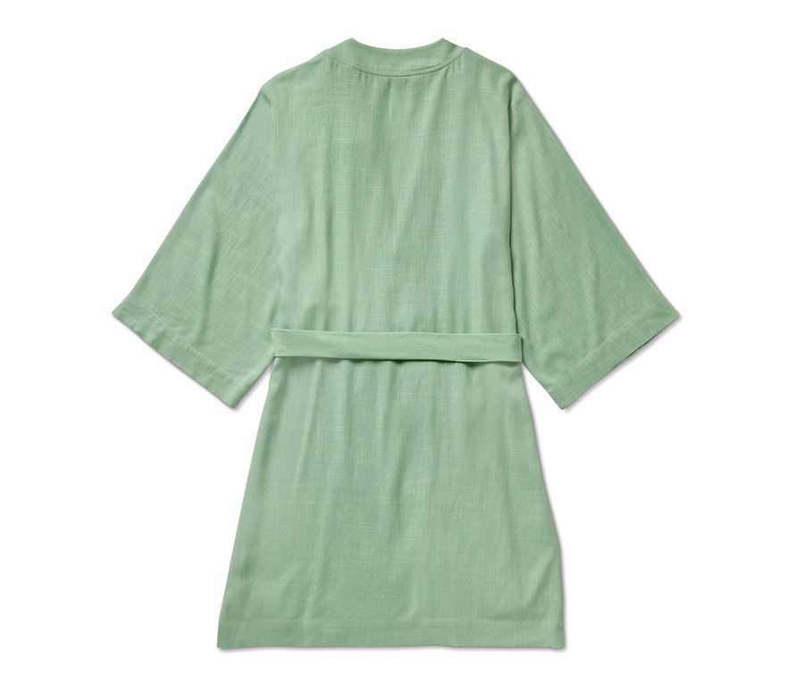 Zöld, vászon hatású női kimonó övvel.