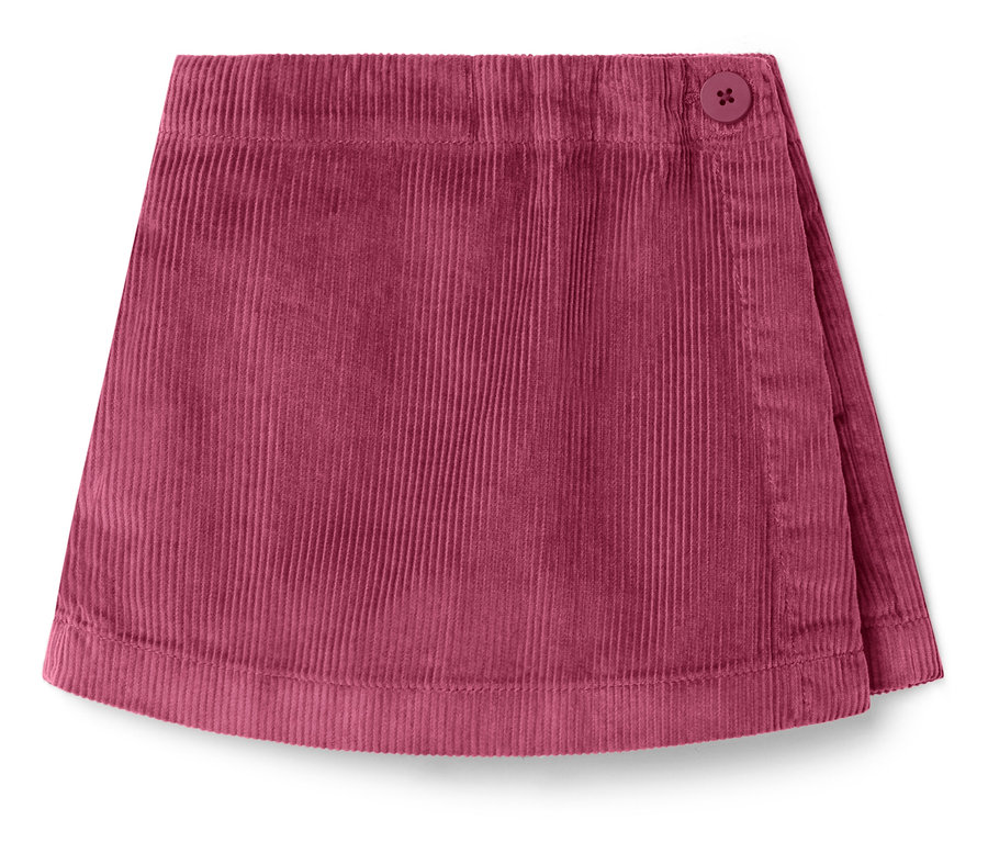 Bordó színű, kordbársony szoknya gombbal.