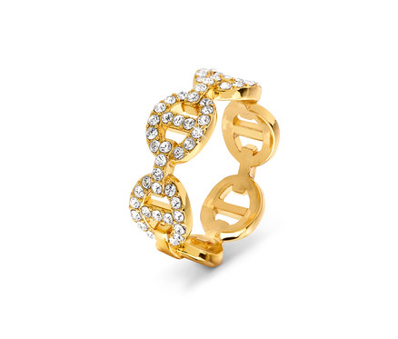 »Horgonylánc« gyűrű üvegkristály kövekkel