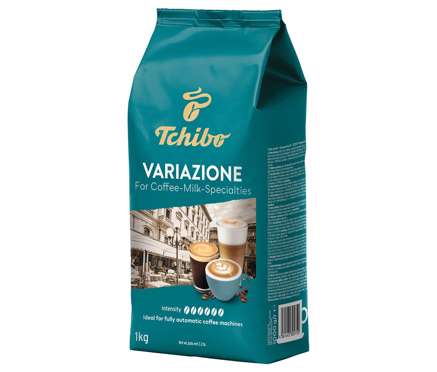 Egy 1 kg-os Variazione 1 kg szemes, pörkölt kávé csomag.