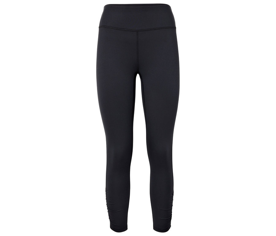 Fekete, térdig érő sportleggings.