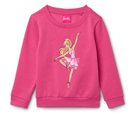 Rózsaszín pulóver Barbie balerina mintával.