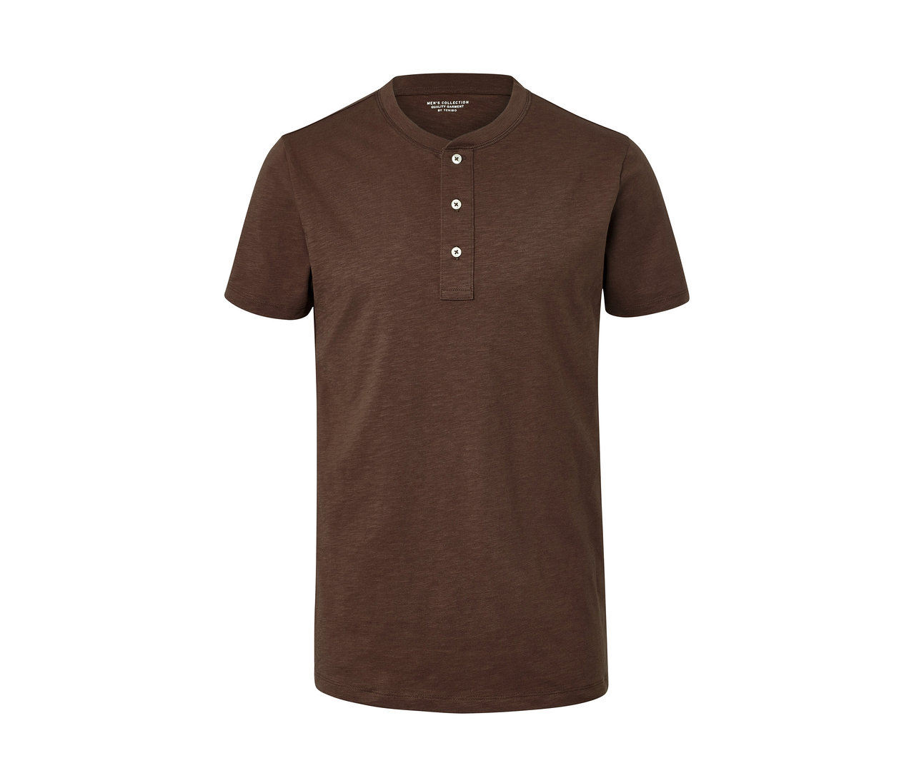 Barna rövid ujjú henley.