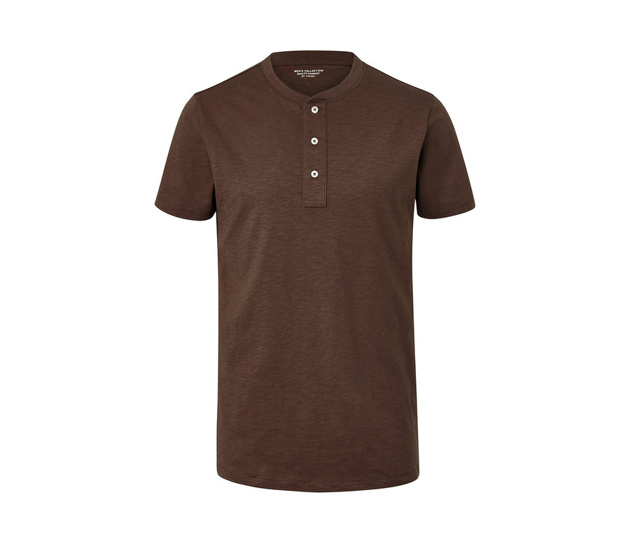 Barna rövid ujjú henley.