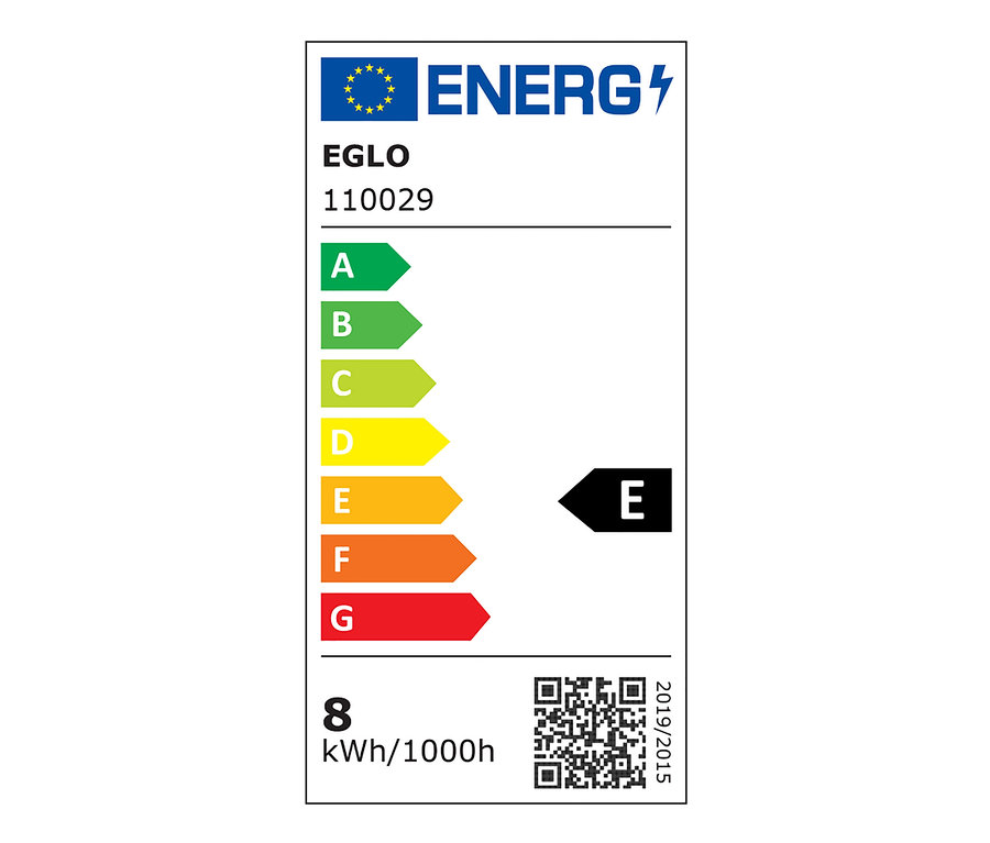Egy E osztályú készülék energiacímkéje.