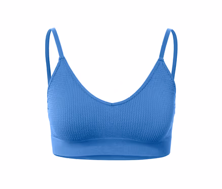 Kék, varrásmentes, strukturált bustier melltartó.