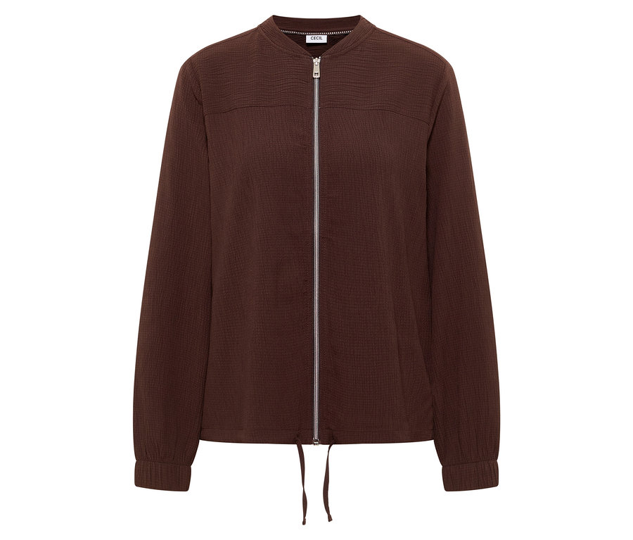 Barna CECIL bluzon cipzárral és húzózsinórral a szegélyen.