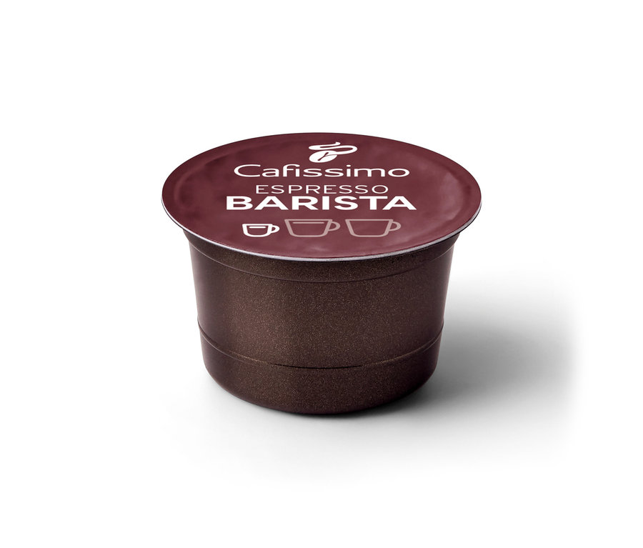 Egy barna Cafissimo BARISTA Espresso kávékapszula közelképe.