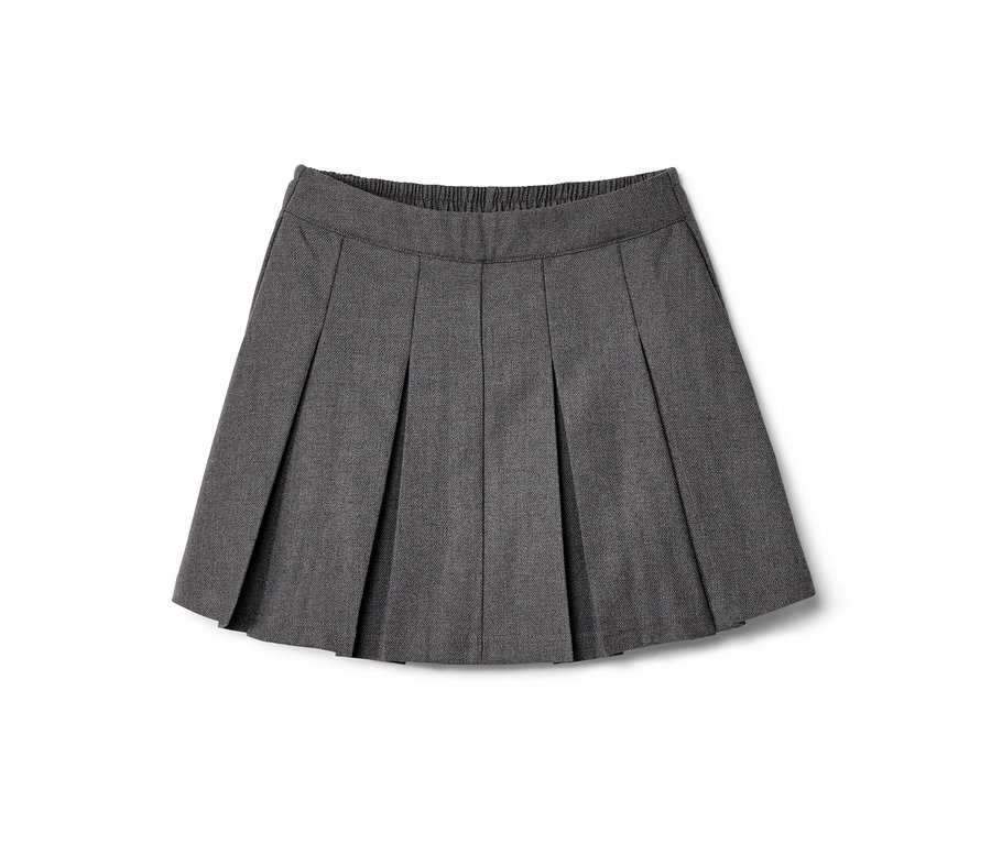 Szürke, pliszírozott lány nadrágszoknya.