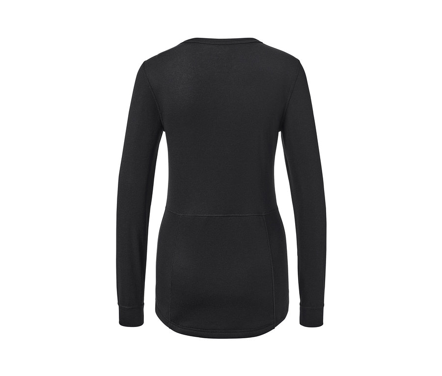 Hátulról látható fekete, hosszú ujjú funkcionális termo aláöltözet.