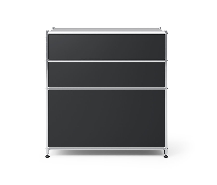 Fekete »CN3« fém komód 3 fiókkal.