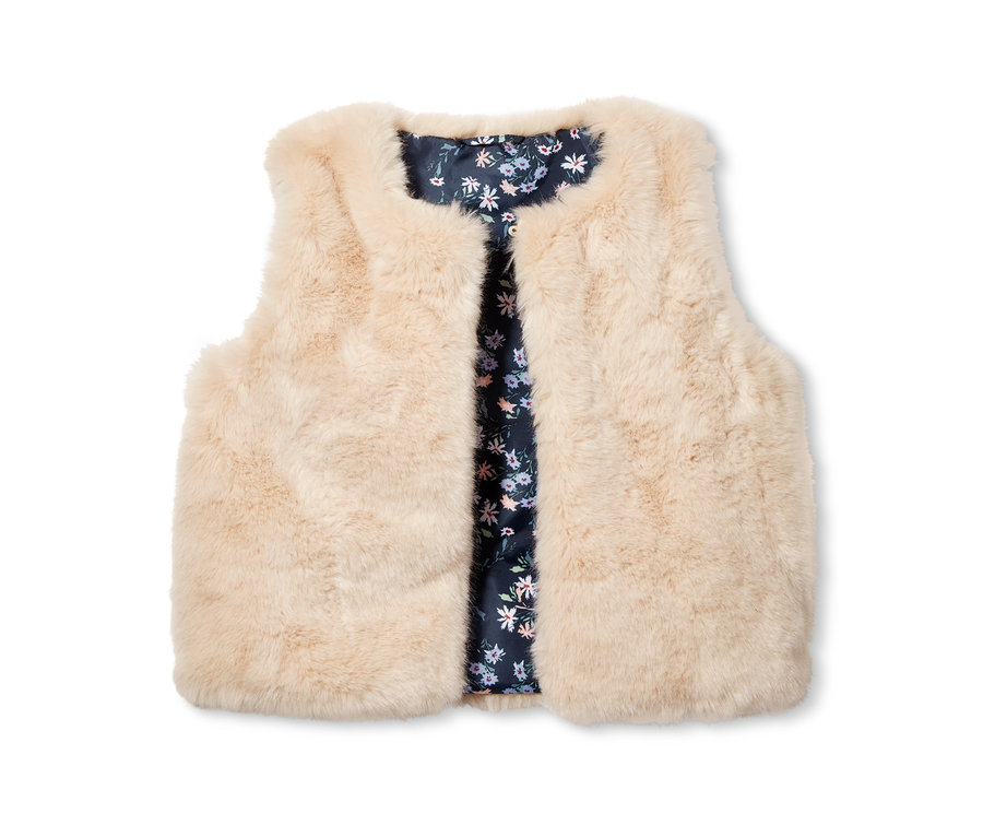 Bézs színű műszőrme mellény.