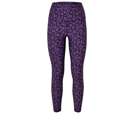 Lila leggings állatmintával.
