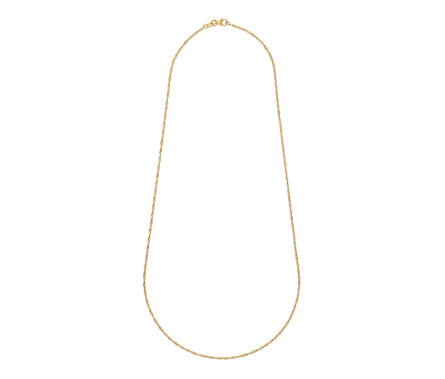 585-ös vagy 375-ös arany Singapur lánc fehér háttérrel.