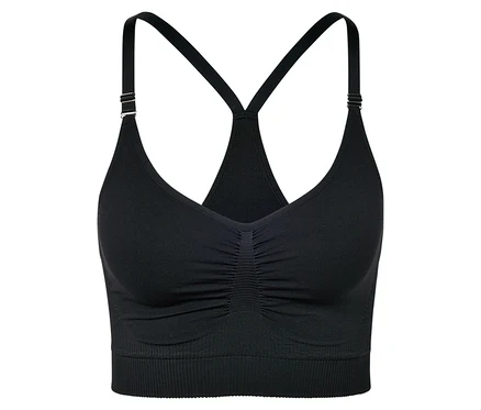 Fekete varrásmentes bustier sportmelltartó.