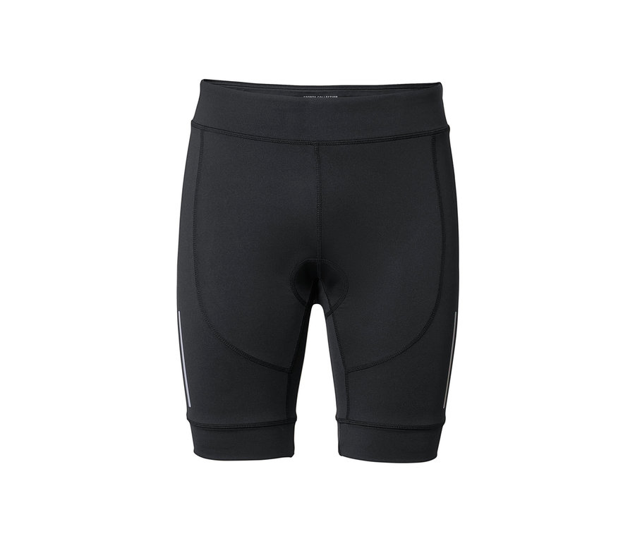 Fekete kerékpáros nadrág fehér háttérrel.