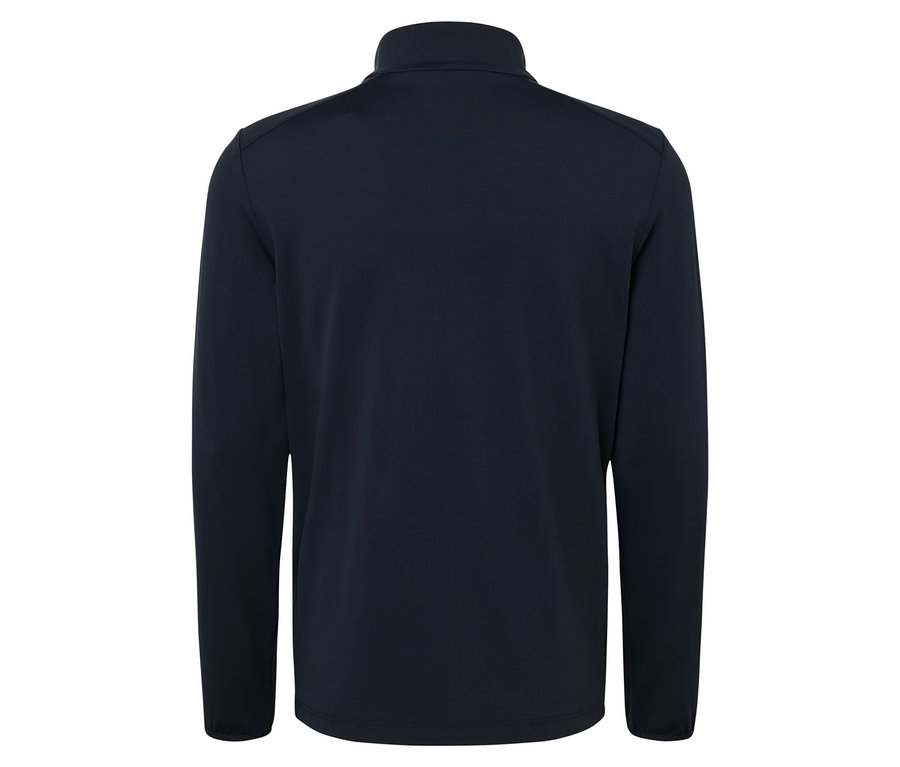 Sötétkék, hosszú ujjú funkcionális felső hátulnézetből.