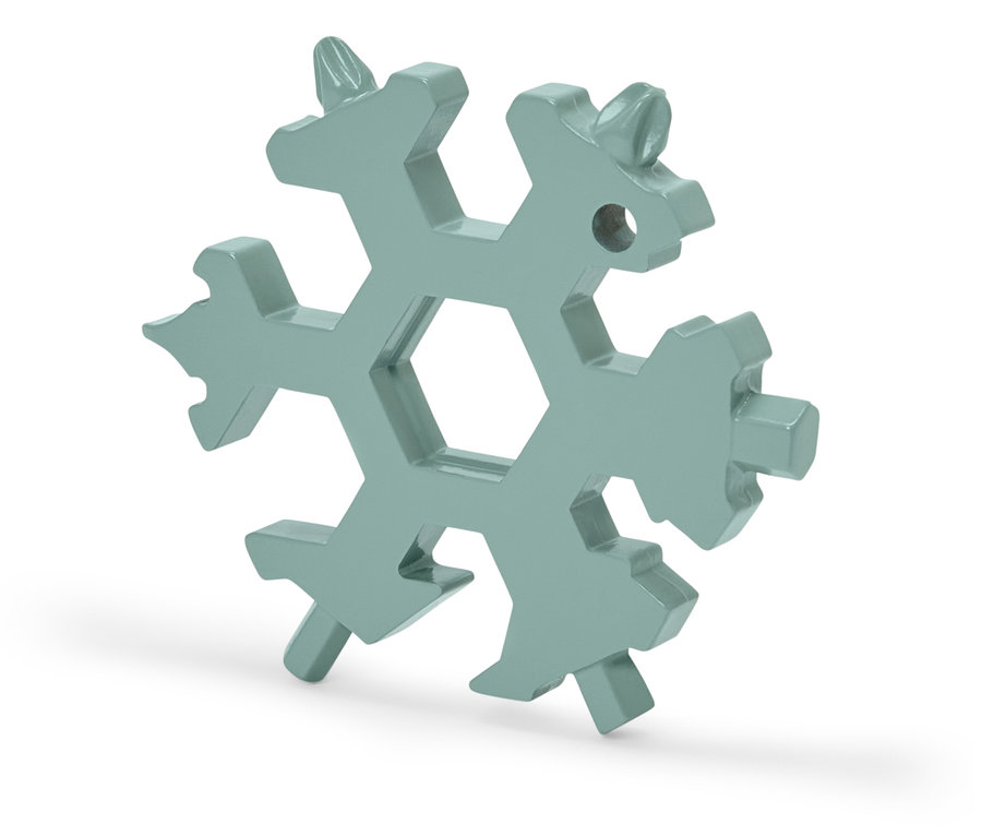 Szürke multifunkciós kulcs hópehely alakban.