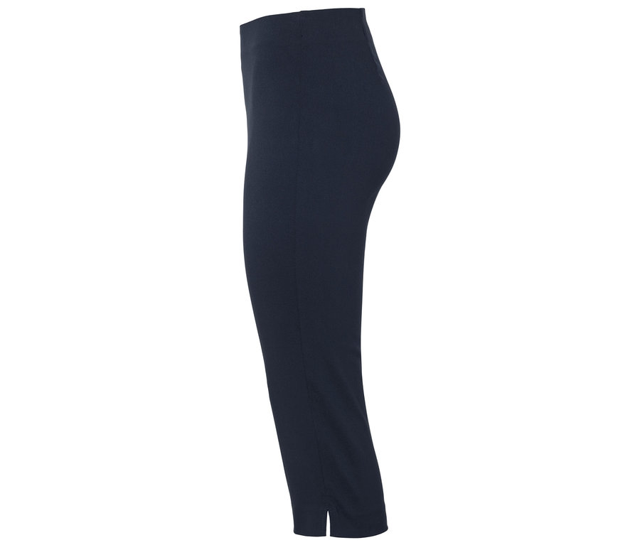Sötétkék leggings bokánál slicceléssel.
