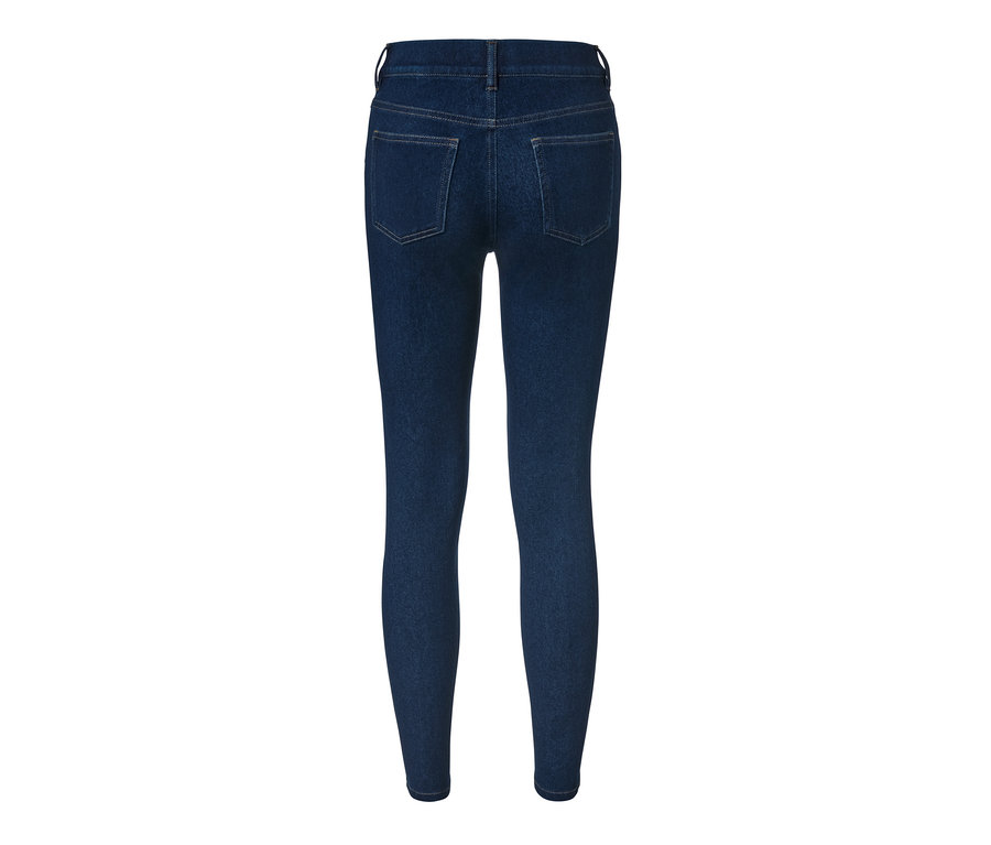 Női sötétkék jeggings hátulnézete.