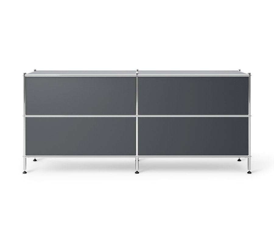 Szürke »CN3« alacsony fém komód 4 fiókkal.