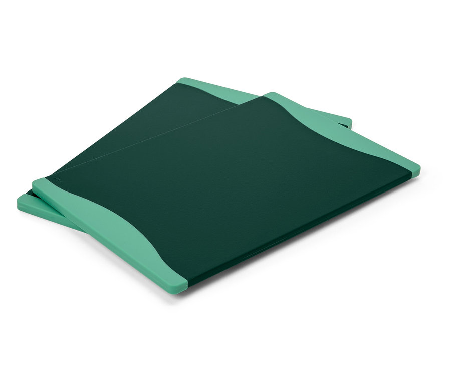 Két zöld vágódeszka egymáson.