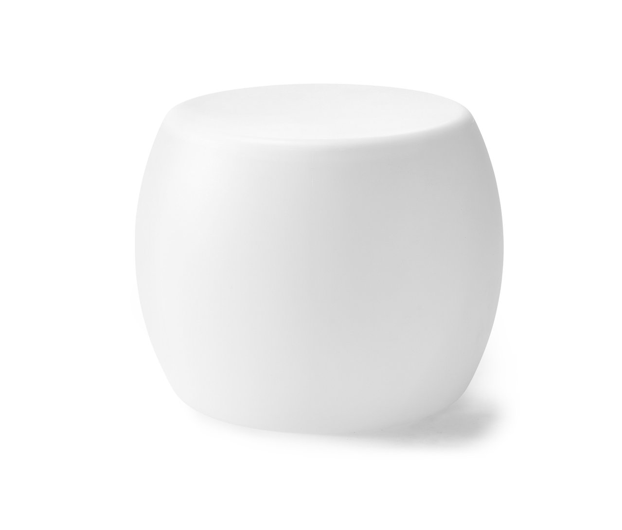 Fehér, napelemes világító kerti dohányzóasztal.