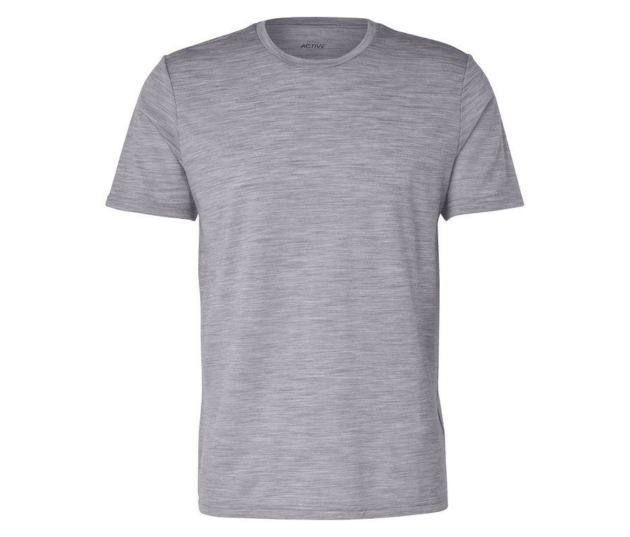 Szürke melírozott, rövid ujjú póló.