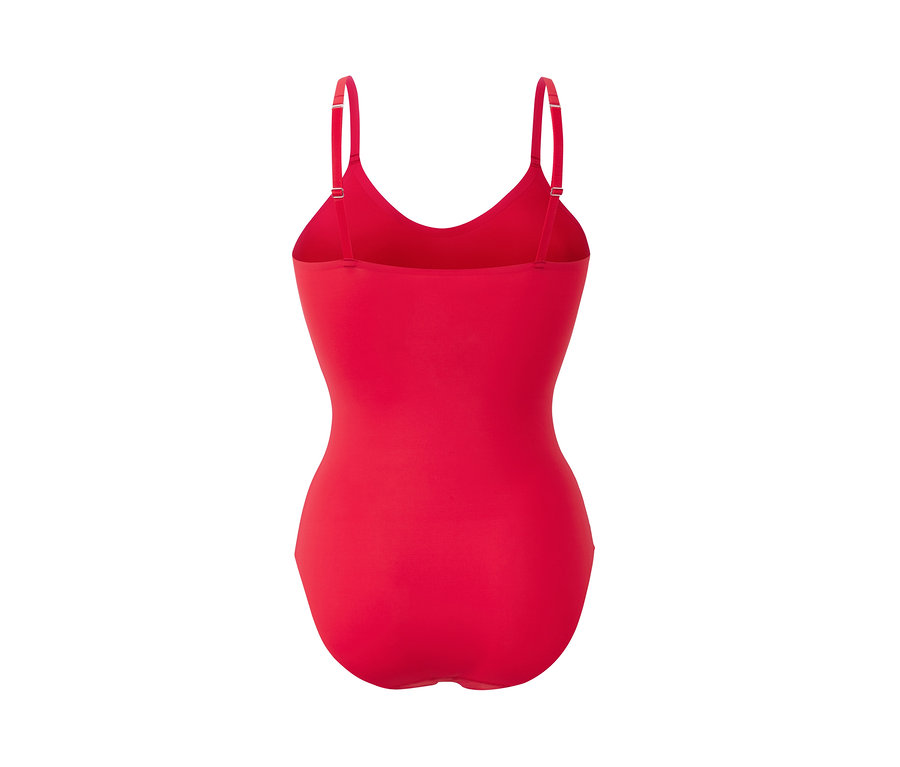 Piros női body vékony pántokkal.